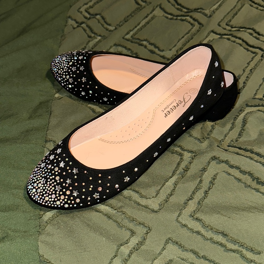 Black Sparkle Flats